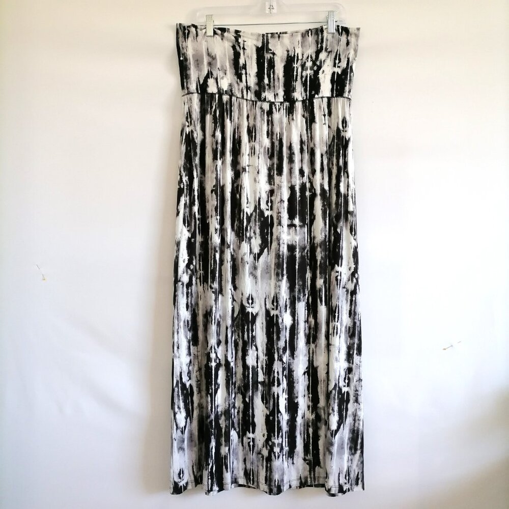NWT Cynthia Rowley Womens Black Tie Dye Witchy Neutral Y2K Maxi Skirts Size 1X - Picture 4 of 8